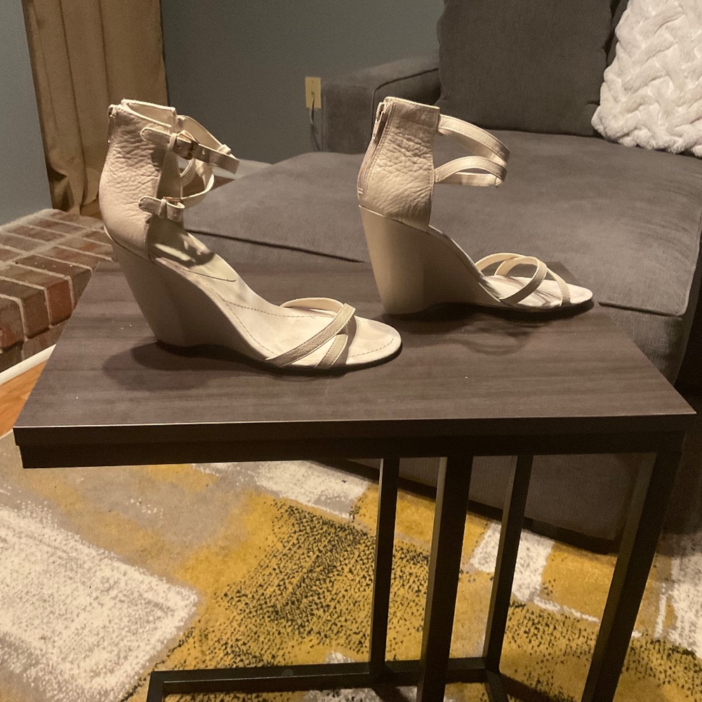 Cream Leather Wedge
